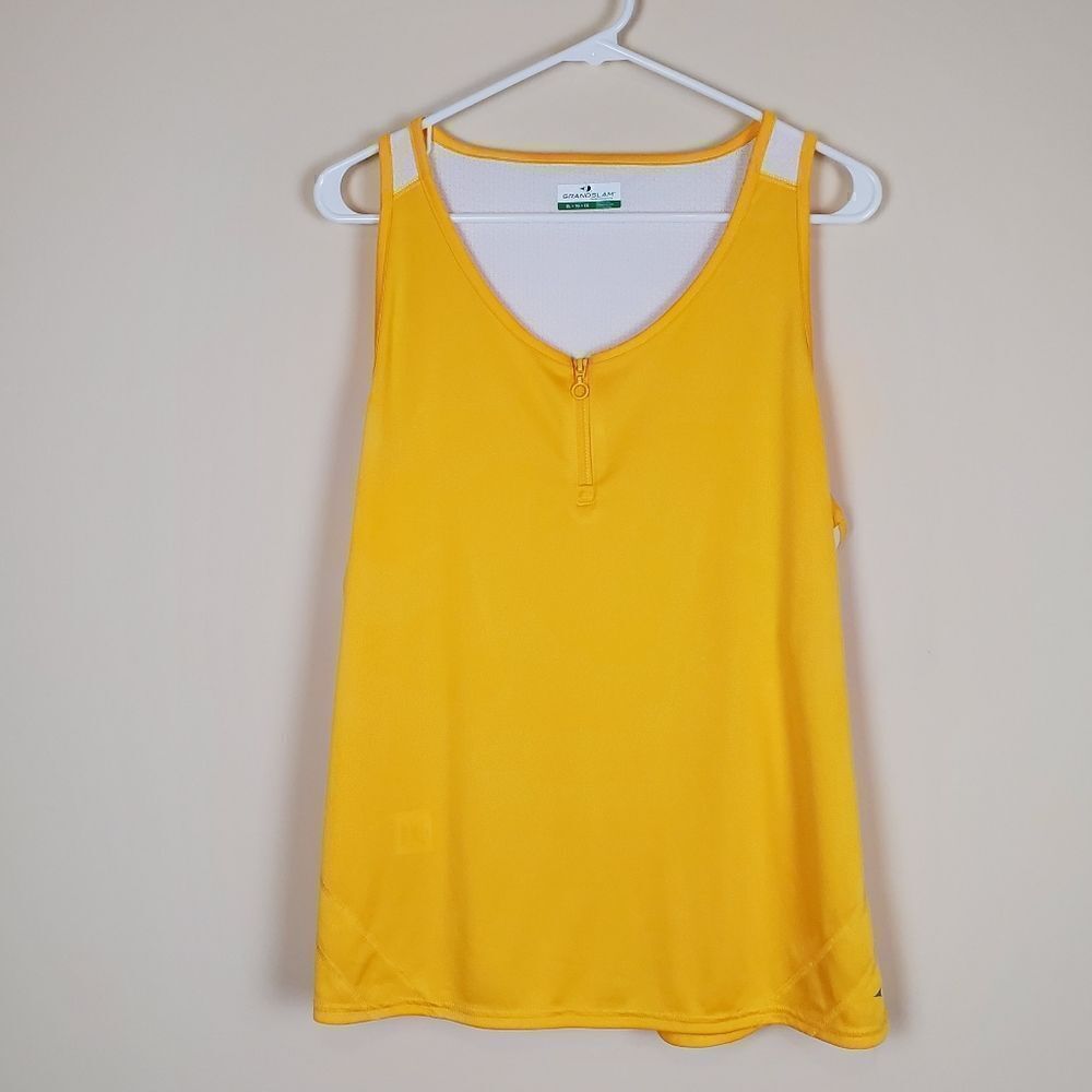 Grand Slam Performance 1/4 Zip Yellow & White Tank